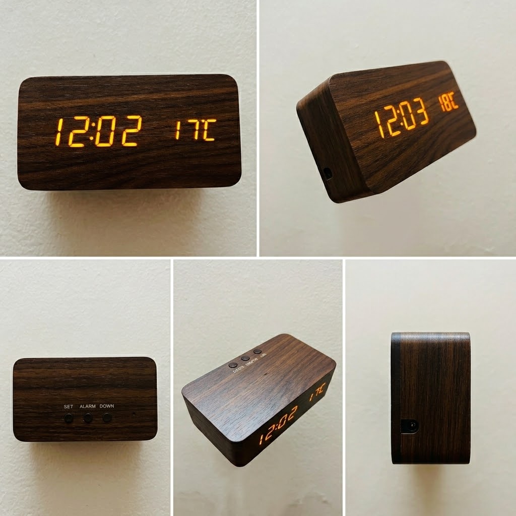 স্টাইলিশ কাঠের ডিজিটাল ঘড়ি - Image 2
